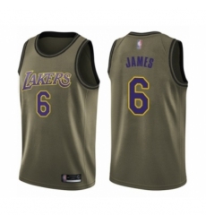 Men's Los Angeles Lakers #6 LeBron James Swingman Green Salute to Service Basketball Jersey