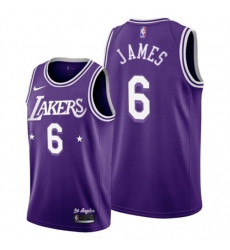 Men’s Los Angeles Lakers #6 Lebron James 2021-22 City Edition Purple NBA Jersey