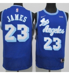 Men's Nike Los Angeles Lakers #23 LeBron James Authentic Blue Jerseys