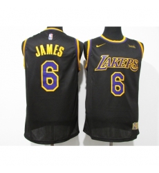 Men's Nike Los Angeles Lakers #6 LeBron James Black Basketball Swingman Association Edition Jersey