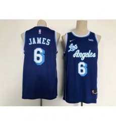 Men's Nike Los Angeles Lakers #6 LeBron James Blue Basketball Swingman Association Edition Jersey