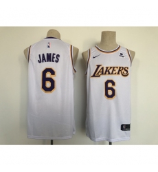 Men's Nike Los Angeles Lakers #6 LeBron James White Swingman Association Edition Jersey