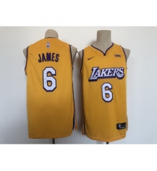 Men's Nike Los Angeles Lakers #6 LeBron James Yellow City Swingman Association Edition Jersey