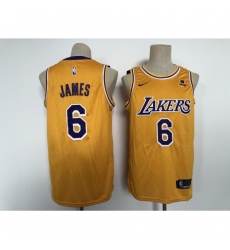 Men's Nike Los Angeles Lakers #6 LeBron James Yellow Swingman Association Edition Jersey