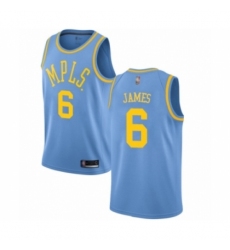 Women's Los Angeles Lakers #6 LeBron James Authentic Blue Hardwood Classics Basketball Jersey