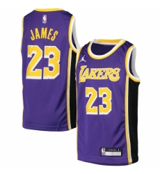 Youth Los Angeles Lakers #23 LeBron James Jordan Brand Purple 2020-21 Swingman Player Jersey