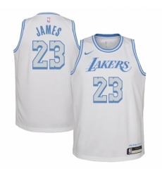 Youth Los Angeles Lakers #23 LeBron James Nike White 2020-21 Swingman Jersey