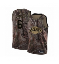 Youth Los Angeles Lakers #6 LeBron James Swingman Camo Realtree Collection Basketball Jersey