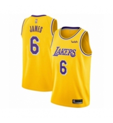 Youth Los Angeles Lakers #6 LeBron James Swingman Gold Basketball Jersey - Icon Edition