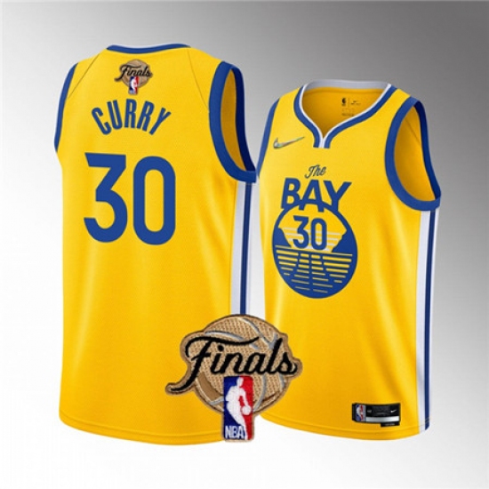 Men's Golden State Warriors #30 Stephen Curry 2022 Yellow NBA Finals Stitched Jersey