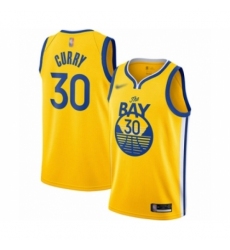 Men's Golden State Warriors #30 Stephen Curry Authentic Gold Finished Basketball Jersey - Statement Edition