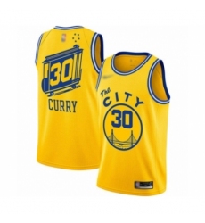 Men's Golden State Warriors #30 Stephen Curry Authentic Gold Hardwood Classics Basketball Jersey - The City Classic Edition
