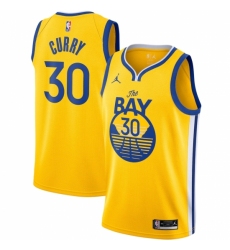 Men's Golden State Warriors #30 Stephen Curry Jordan Brand Gold 2020-21 Swingman Jersey