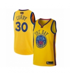 Men's Golden State Warriors #30 Stephen Curry Swingman Gold 2019 Basketball Finals Bound Basketball Jersey - City Edition