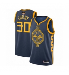 Men's Golden State Warriors #30 Stephen Curry Swingman Navy Blue Basketball 2019 Basketball Finals Bound Jersey - City Edition