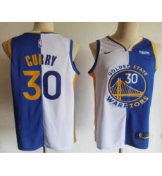 Men's Golden State Warriors #30 Stephen Curry White Blue Two Tone Stitched Swingman Nike Jersey With Sponsor