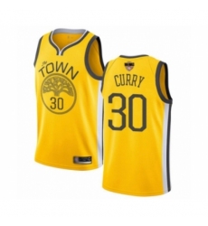 Men's Golden State Warriors #30 Stephen Curry Yellow Swingman 2019 Basketball Finals Bound Jersey - Earned Edition