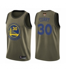 Youth Golden State Warriors #30 Stephen Curry Swingman Green Salute to Service 2019 Basketball Finals Bound Basketball Jersey