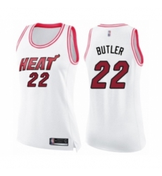 Women's Miami Heat #22 Jimmy Butler Swingman White Pink Fashion Basketball Jersey