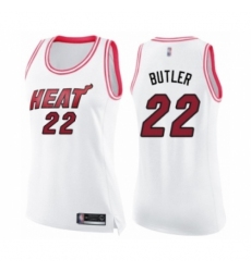 Women's Miami Heat #22 Jimmy Butler Swingman White Pink Fashion Basketball Jersey