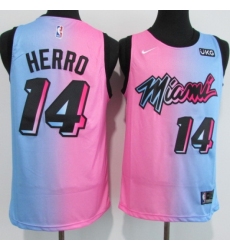 Men's Miami Heat #14 Tyler Herro Pink-Blue Swingman Basketball Jersey