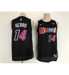 Men's Miami Heat 2021-22 City Edition #14 Tyler Herro Black Stitched Basketball Jersey