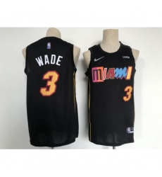 Men's Miami Heat 2021-22 City Edition #3 Dwyane Wade Black Stitched Basketball Jersey