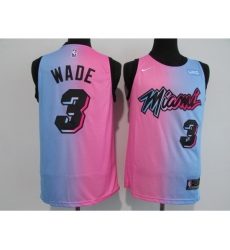 Men's Miami Heat #3 Dwyane Wade Pink-Blue Swingman Basketball Jersey