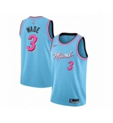 Men's Miami Heat #3 Dwyane Wade Swingman Blue Basketball Jersey - 2019 20 City Edition