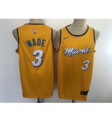 Men's Nike Miami Heat #3 Dwyane Wade Yellow City Swingman Basketball Jersey