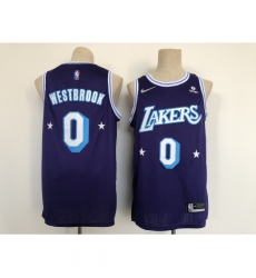 Men's Los Angeles Lakers #0 Russell Westbrook Nike Purple 2021-22 Swingman City Jersey