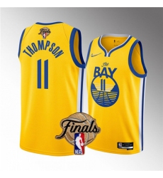 Men's Golden State Warriors #11 Klay Thompson 2022 Yellow NBA Finals Stitched Jersey