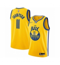 Men's Golden State Warriors #11 Klay Thompson Authentic Gold Finished Basketball Jersey - Statement Edition
