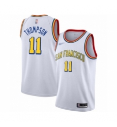 Men's Golden State Warriors #11 Klay Thompson Authentic White Hardwood Classics Basketball Jersey - San Francisco Classic Edition