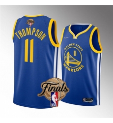 Men's Golden State Warriors #11 Klay Thompson Royal 2022 Finals Stitched Basketball Jersey