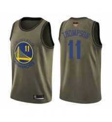 Men's Golden State Warriors #11 Klay Thompson Swingman Green Salute to Service 2019 Basketball Finals Bound Basketball Jersey