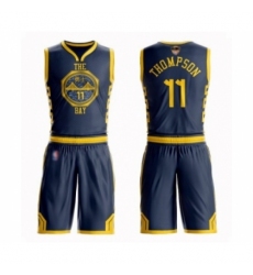 Men's Golden State Warriors #11 Klay Thompson Swingman Navy Blue Basketball Suit 2019 Basketball Finals Bound Jersey - City Edition