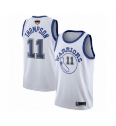 Men's Golden State Warriors #11 Klay Thompson Swingman White Hardwood Classics 2019 Basketball Finals Bound Basketball Jersey