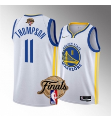 Men's Golden State Warriors #11 Klay Thompson White 2022 Finals Stitched Basketball Jersey