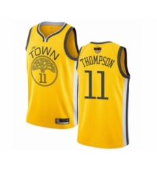 Men's Golden State Warriors #11 Klay Thompson Yellow Swingman 2019 Basketball Finals Bound Jersey - Earned Edition