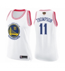 Women's Golden State Warriors #11 Klay Thompson Swingman White  Pink Fashion 2019 Basketball Finals Bound Basketball Jersey