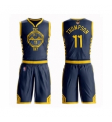 Youth Golden State Warriors #11 Klay Thompson Swingman Navy Blue Basketball Suit 2019 Basketball Finals Bound Jersey - City Edition
