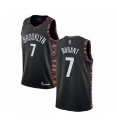 Men's Brooklyn Nets #7 Kevin Durant Authentic Black Basketball Jersey - 2018 19 City Edition