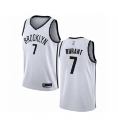 Men's Brooklyn Nets #7 Kevin Durant Authentic White Basketball Jersey - Association Edition