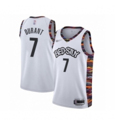 Men's Brooklyn Nets #7 Kevin Durant Swingman White Basketball Jersey - 2019 20 City Edition