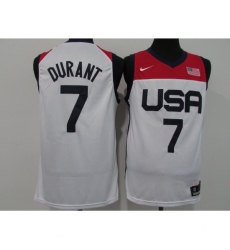 Men's Brooklyn Nets #7 Kevin Durant USA Basketball Tokyo Olympics 2021 White Jersey