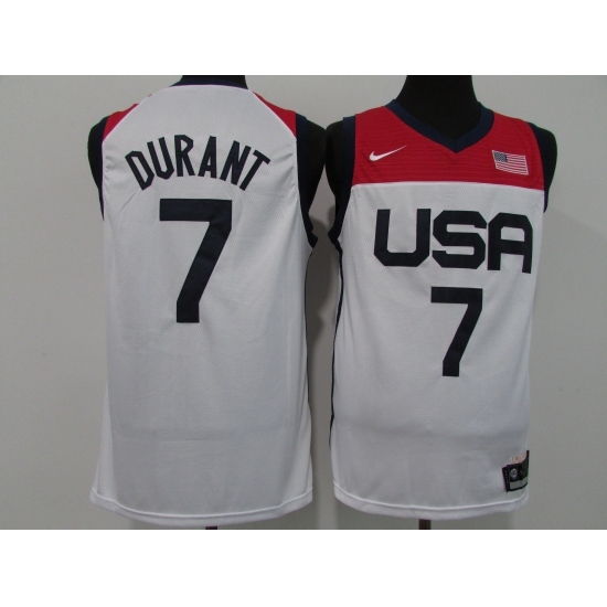 Men's Brooklyn Nets #7 Kevin Durant USA Basketball Tokyo Olympics 2021 White Jersey