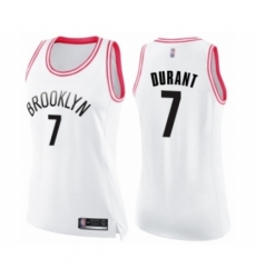 Women's Brooklyn Nets #7 Kevin Durant Swingman White Pink Fashion Basketball Jersey