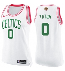 Women's Nike Boston Celtics #0 Jayson Tatum White-Pink 2022 NBA Finals Swingman Fashion Jersey
