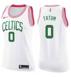 Women's Nike Boston Celtics #0 Jayson Tatum White-Pink NBA Swingman Fashion Jersey